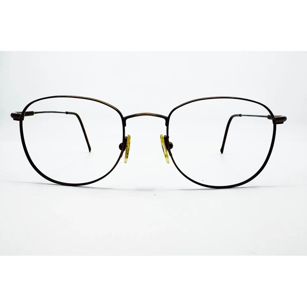 Safilo Team Eyeglasses Frames Mens Brown Round Metal Italy 3896 145